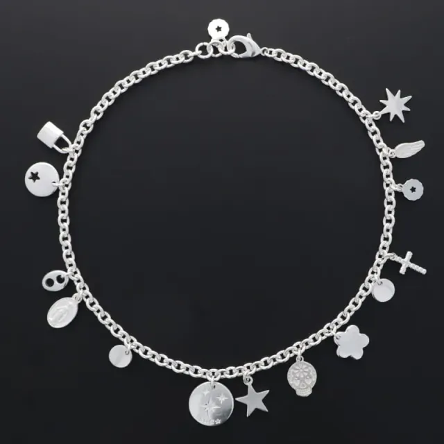 Secret de Cuir N°1561 collier charms plaqué argent