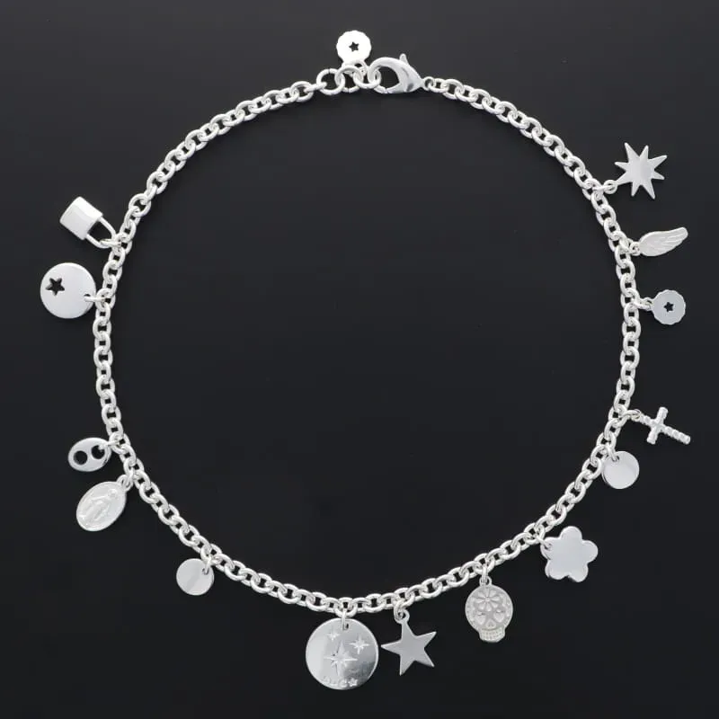 Secret de Cuir N°1561 collier charms plaqué argent