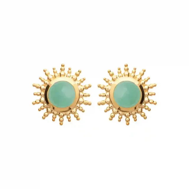 Oriana France Soleil Aventurine clous d’oreilles plaqué or