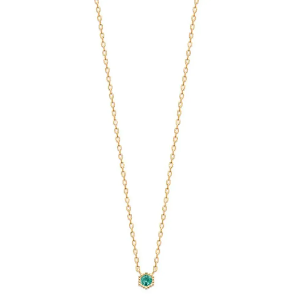 Oriana France collier émeraude verte plaqué or pierre