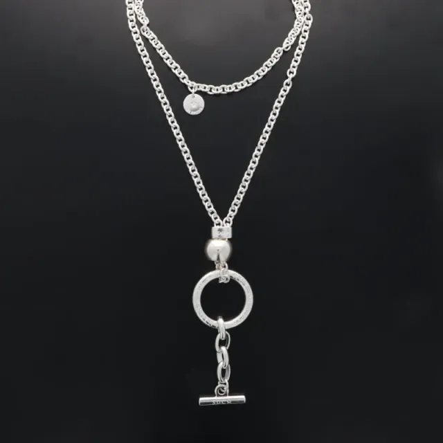 Secret de Cuir N°425 sautoir bouée gravée argent plaqué
