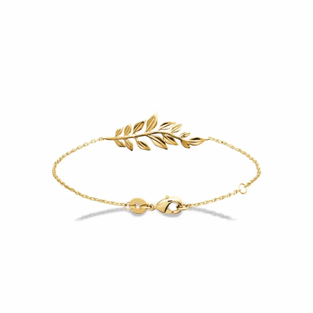 Oriana France branche de laurier bracelet plaqué or sans nickel