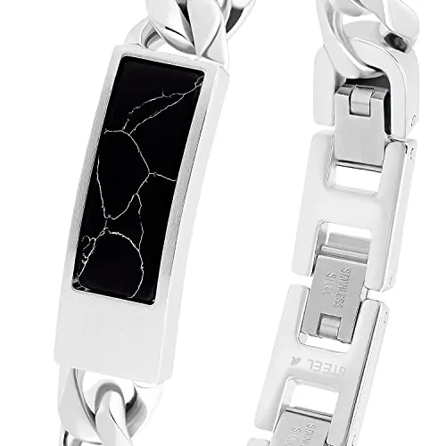 s.Oliver 2034936 bracelet homme noir 19 cm acier pierre