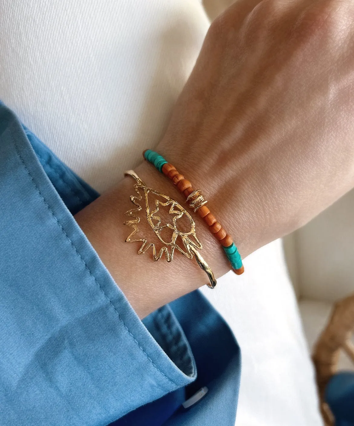 Elise Tsikis Graham bracelet élastique perle turquoise