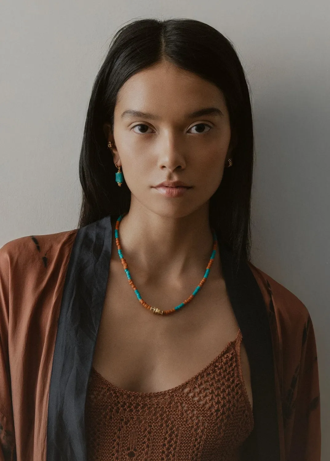 Elise Tsikis Joppa collier perles turquoise doré