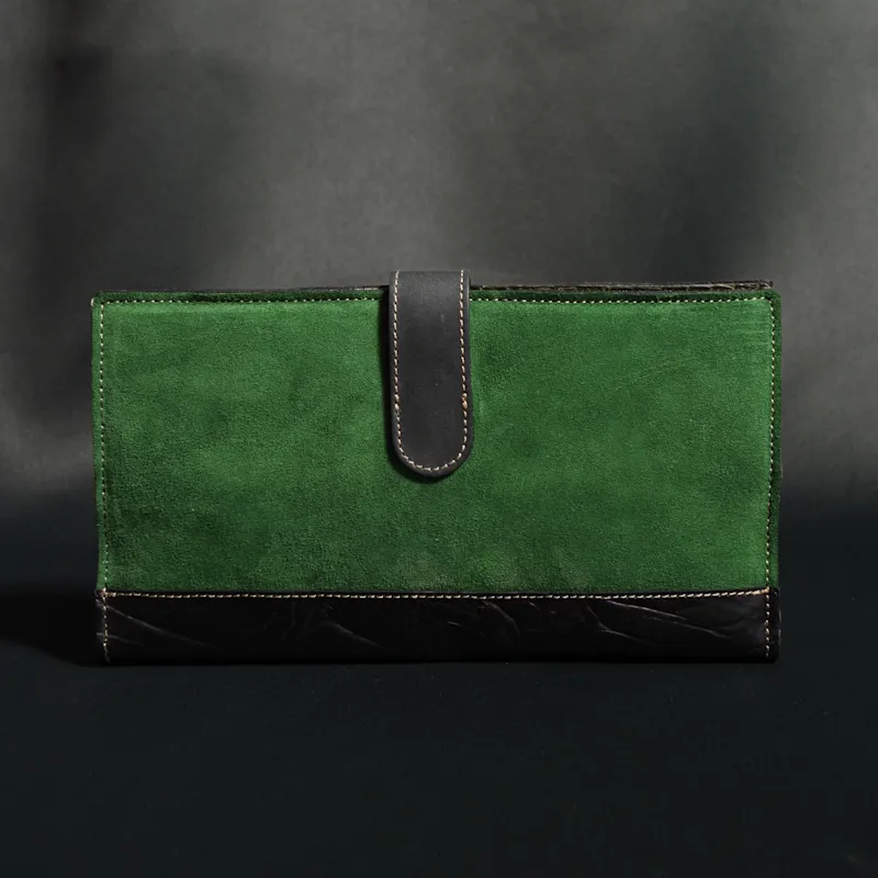 Secret de Cuir portefeuille GM tortue kaki cuir vache