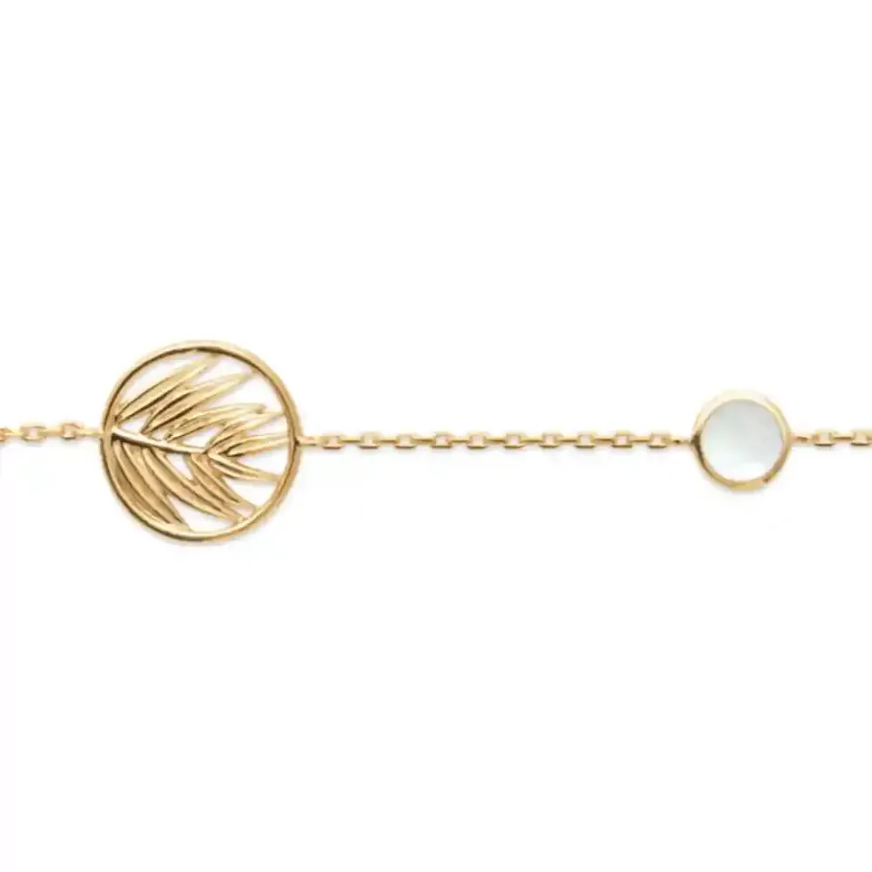 Oriana France palmier nacre bracelet plaqué or bohème