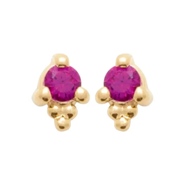Oriana France magenta fushia clous d’oreilles plaqué or