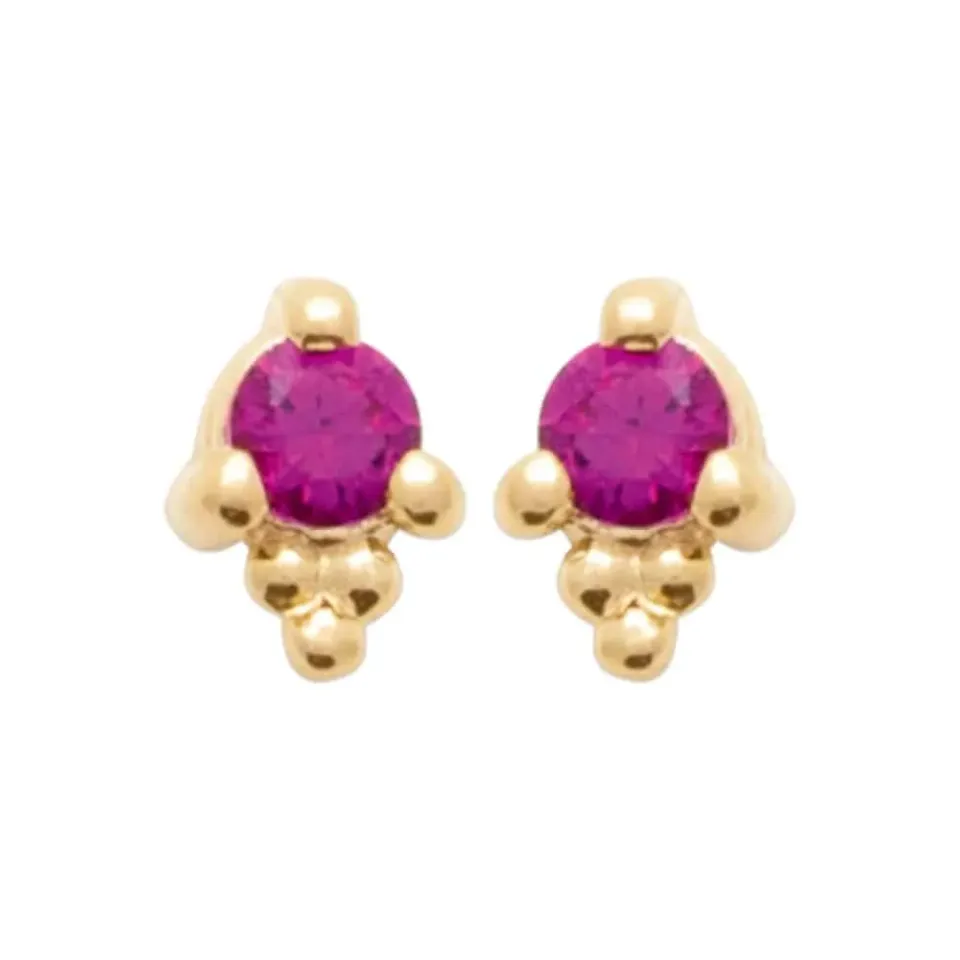 Oriana France magenta fushia clous d’oreilles plaqué or