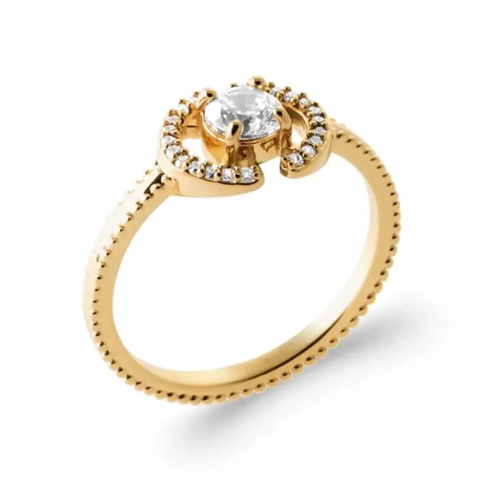 Oriana France Halo bague plaqué or diamant synthétique