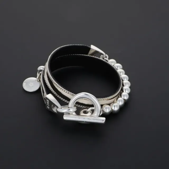 Secret de Cuir N°924 bracelet steph cuir perles argent