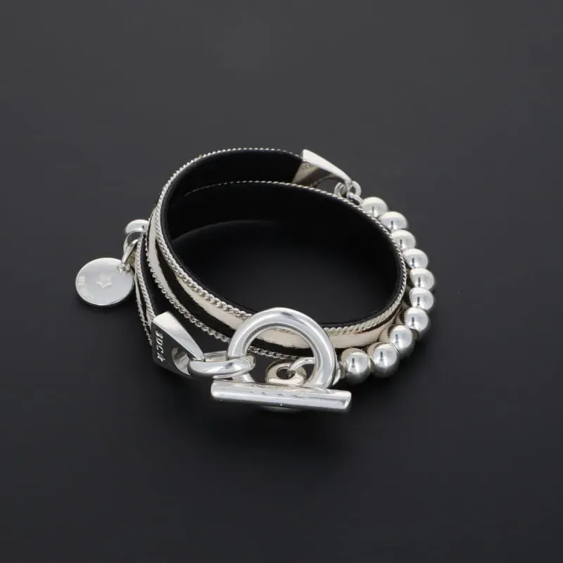 Secret de Cuir N°924 bracelet steph cuir perles argent