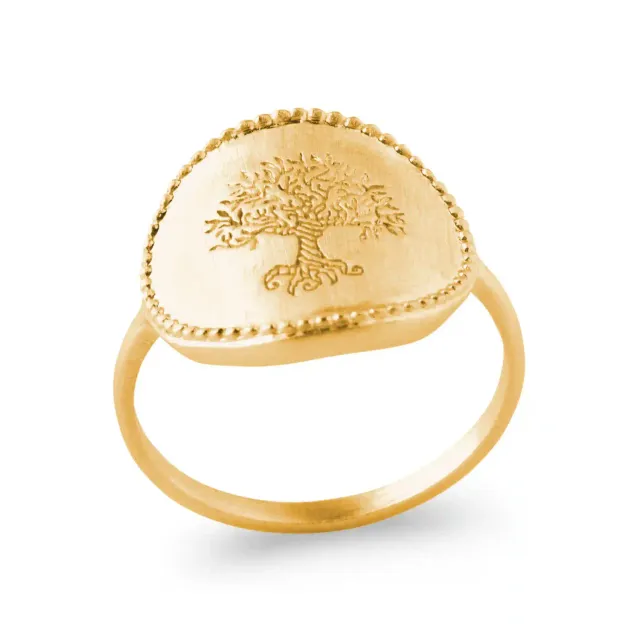Oriana France bague médaillon arbre de vie plaqué or