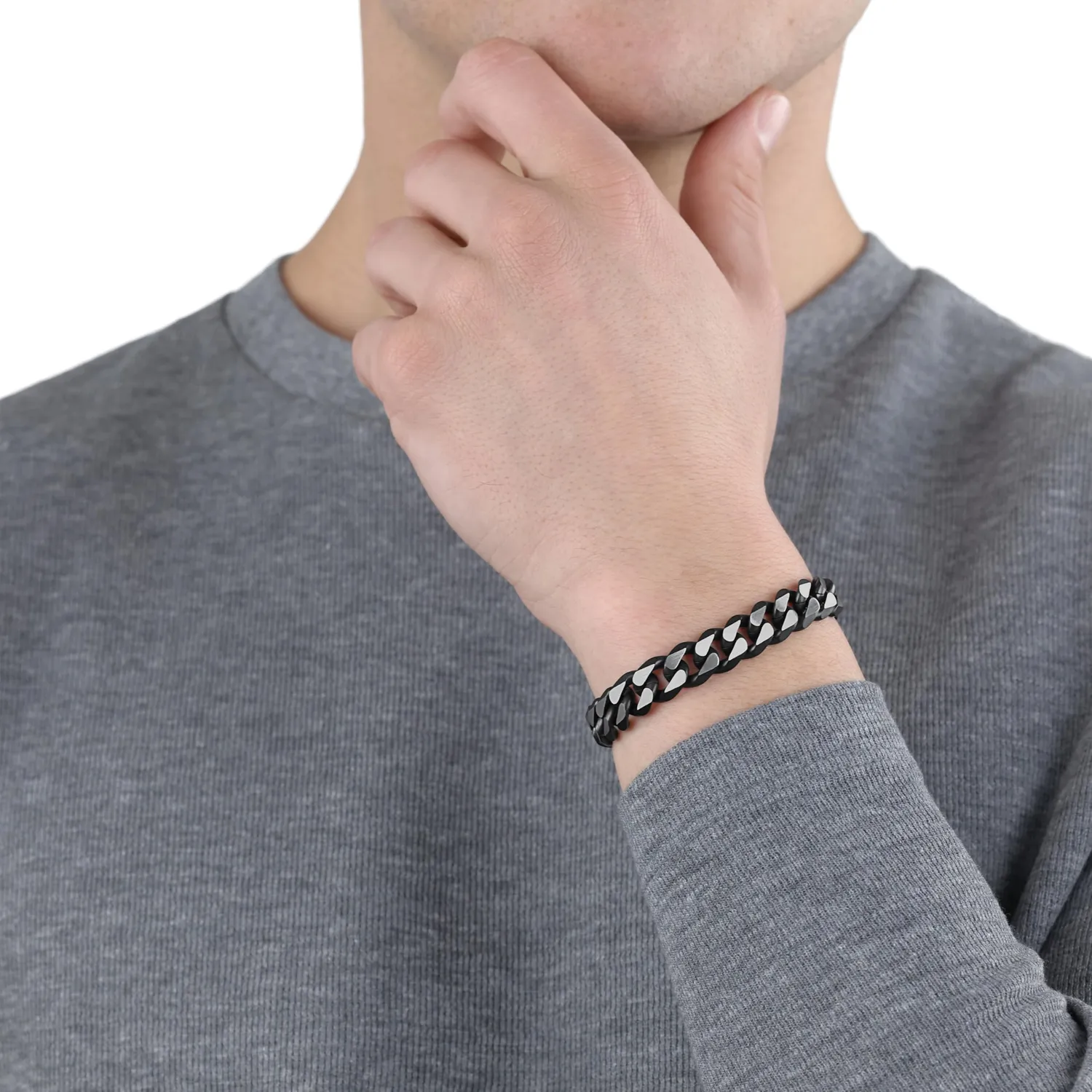 s.Oliver bracelet homme noir acier moderne