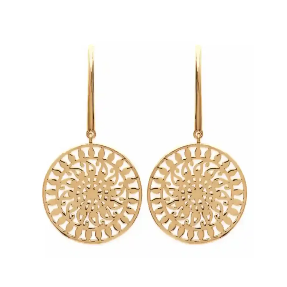 Oriana France boucles pendantes arabesques plaqué or
