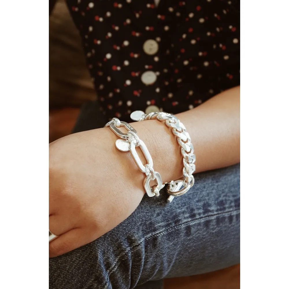Secret de Cuir N°1227 bracelet gourmette GM argent