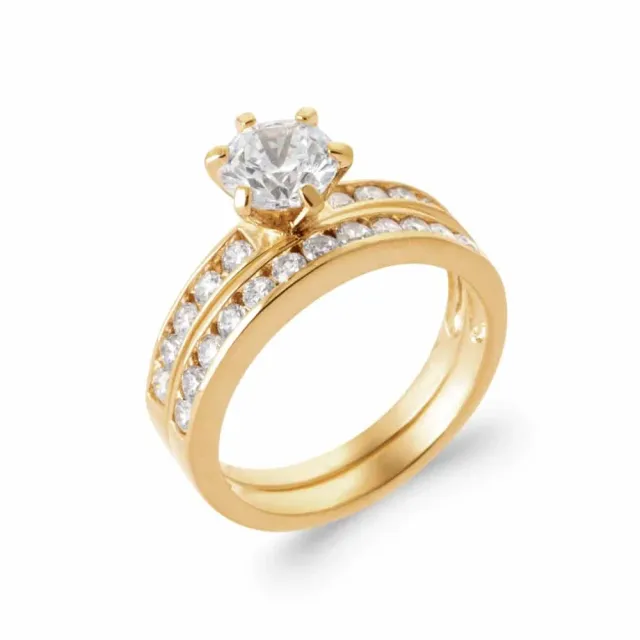 Oriana France bague solitaire 2 anneaux plaqué or