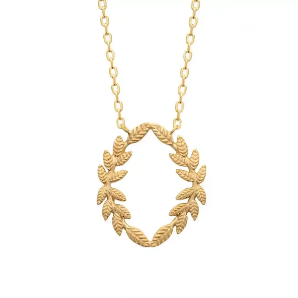 Oriana France collier couronne laurier plaqué or