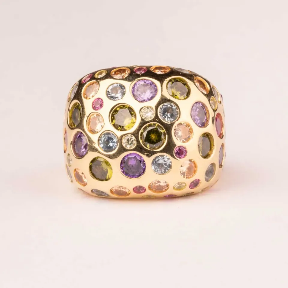 ULTIMA EDIZIONE anello fascia liscia zirconi multicolor bague