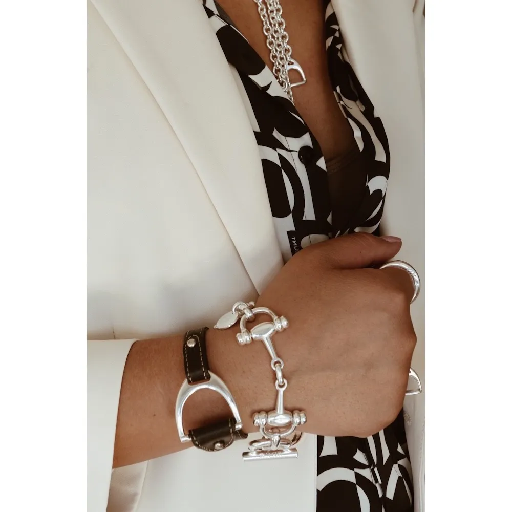 Secret de Cuir N°750 bracelet étrier argenté 4 mors