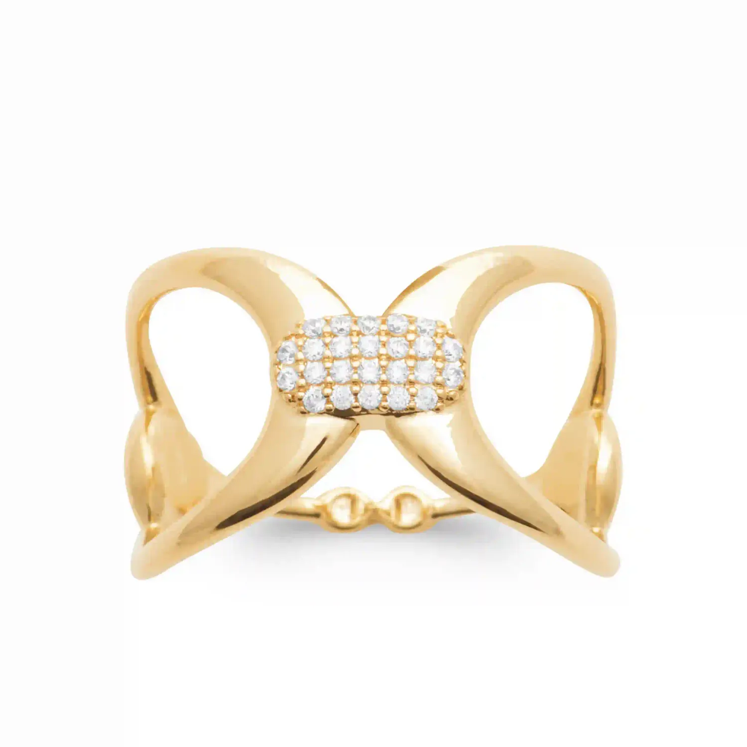 Oriana France bague en plaqué or avec anneau ajouré et zircones