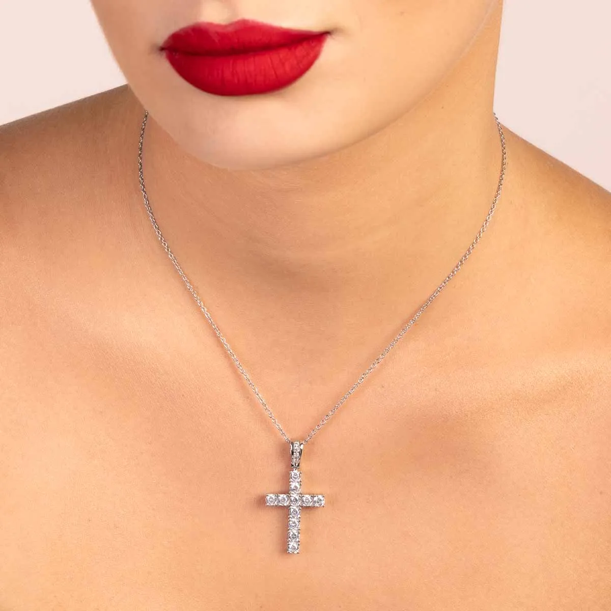 Ultima Edizione Croce Zirconi Bianchi pendentif 18x27 mm