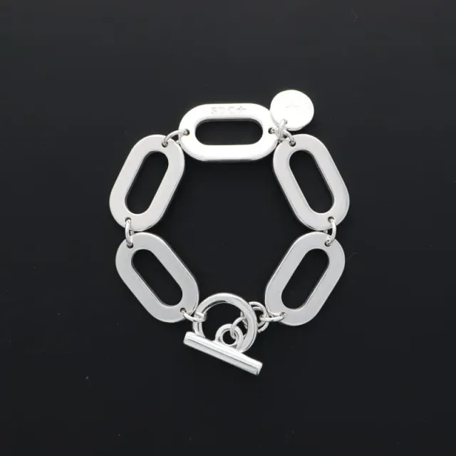 Secret de Cuir N°922 bracelet mailles ovales argenté