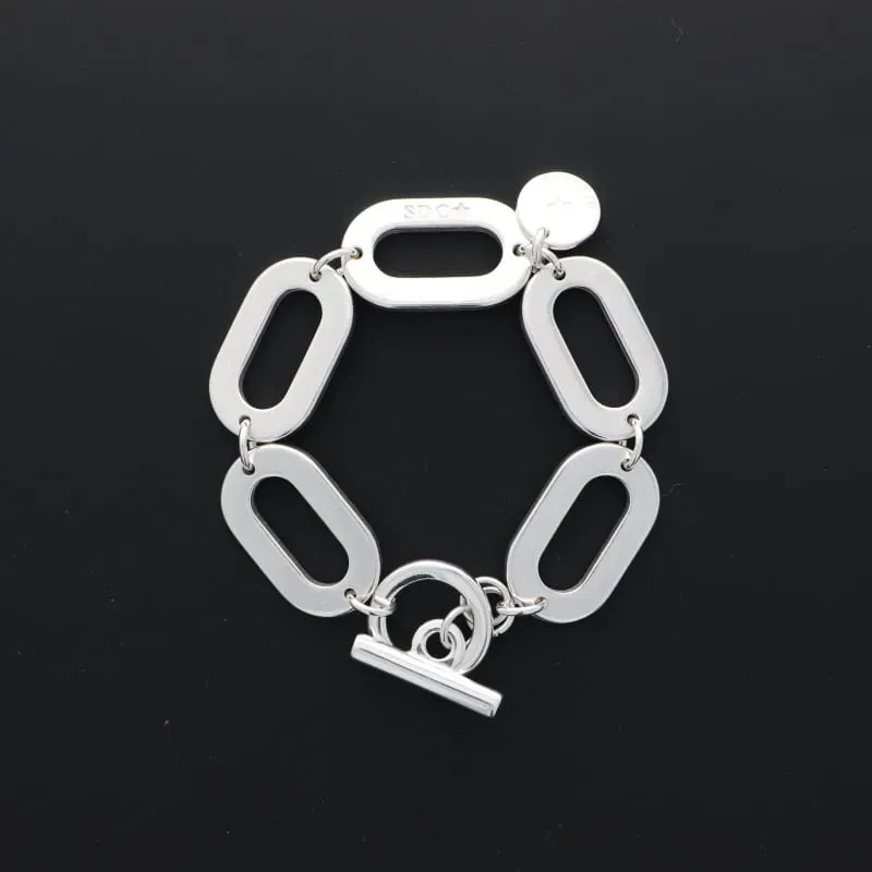 Secret de Cuir N°922 bracelet mailles ovales argenté