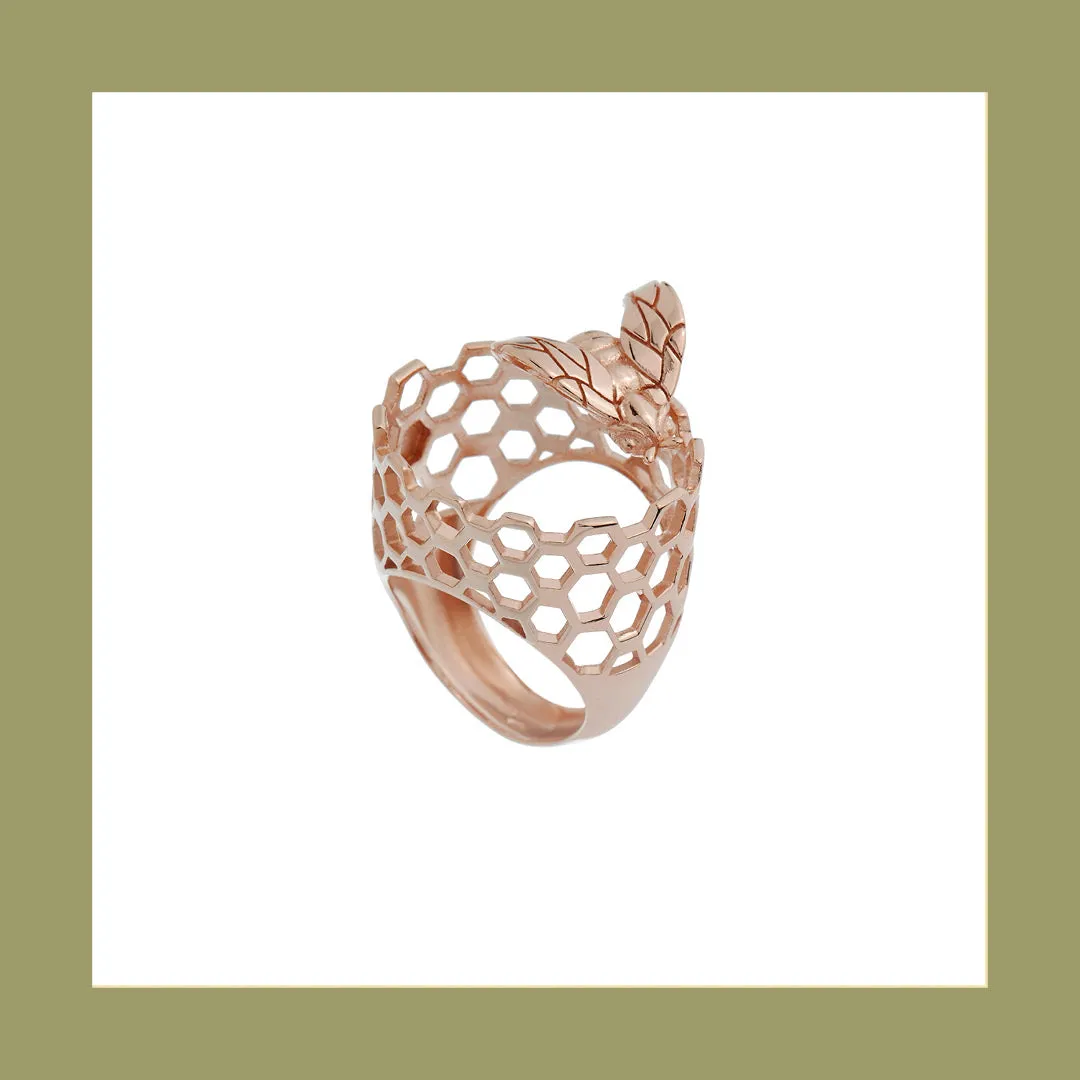 Lorella Tamberi Canal Bee Queen ruche bague or rose abeille