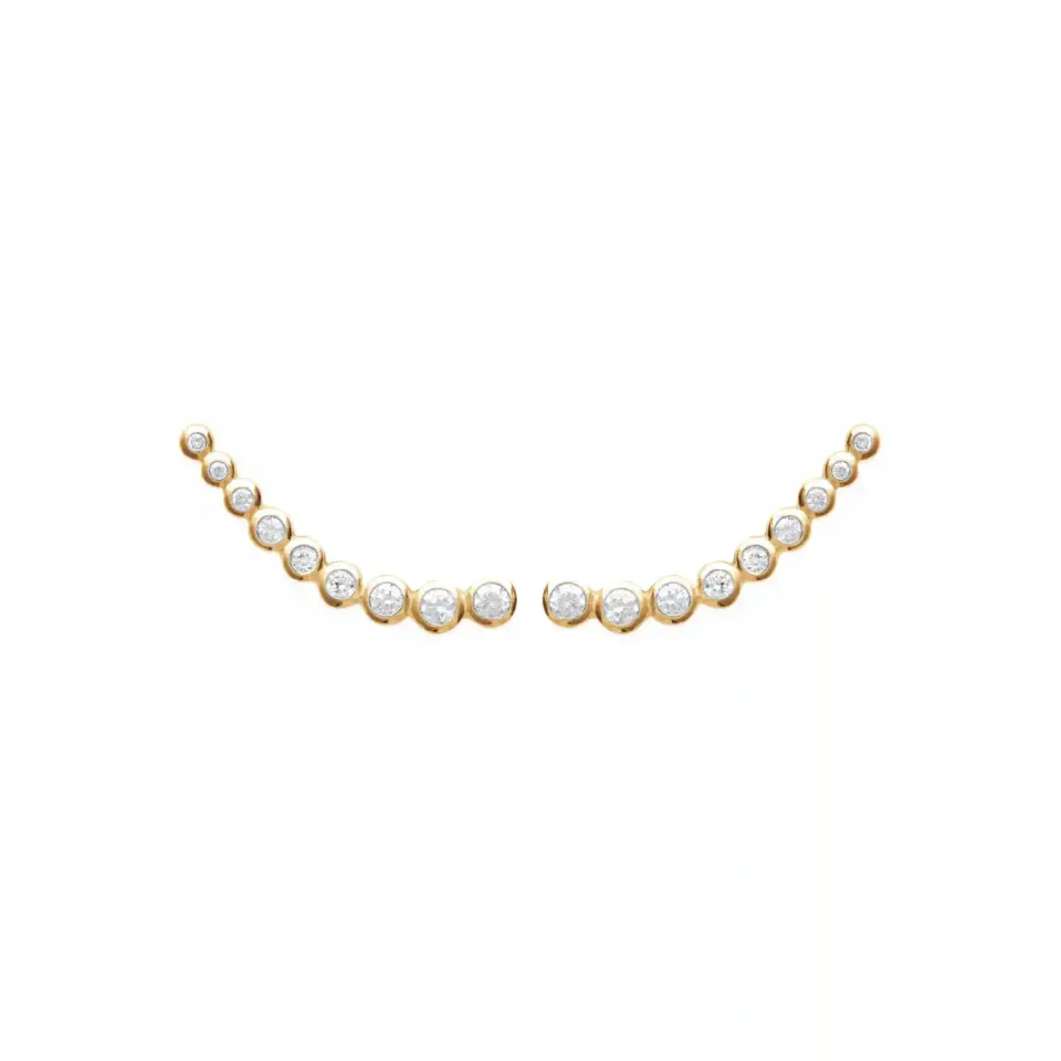 Oriana France boucles grimpantes zircons ronds plaqué or