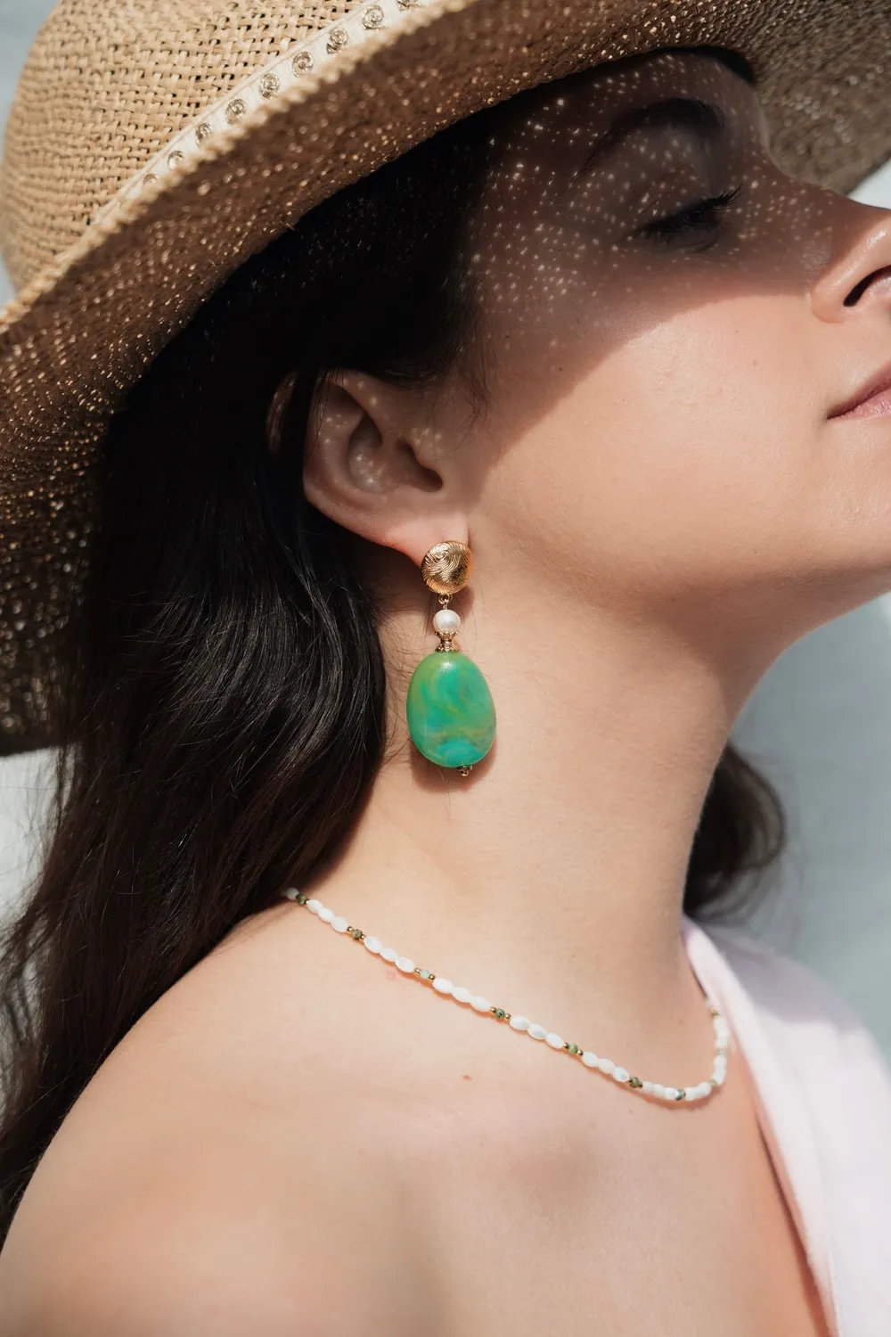 Cloralys Calypso boucles d'oreilles perles turquoise 6 cm