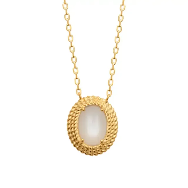 Oriana France collier plaqué or pierre de lune tresse