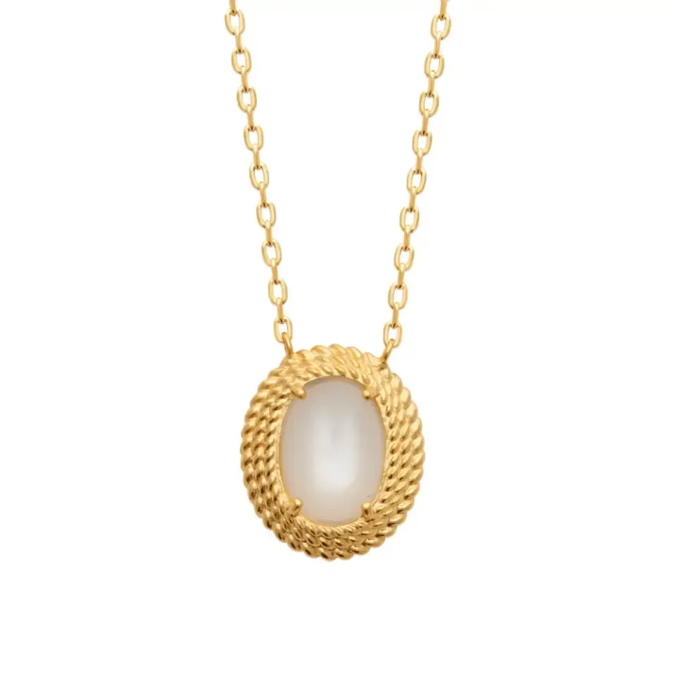 Oriana France collier plaqué or pierre de lune tresse