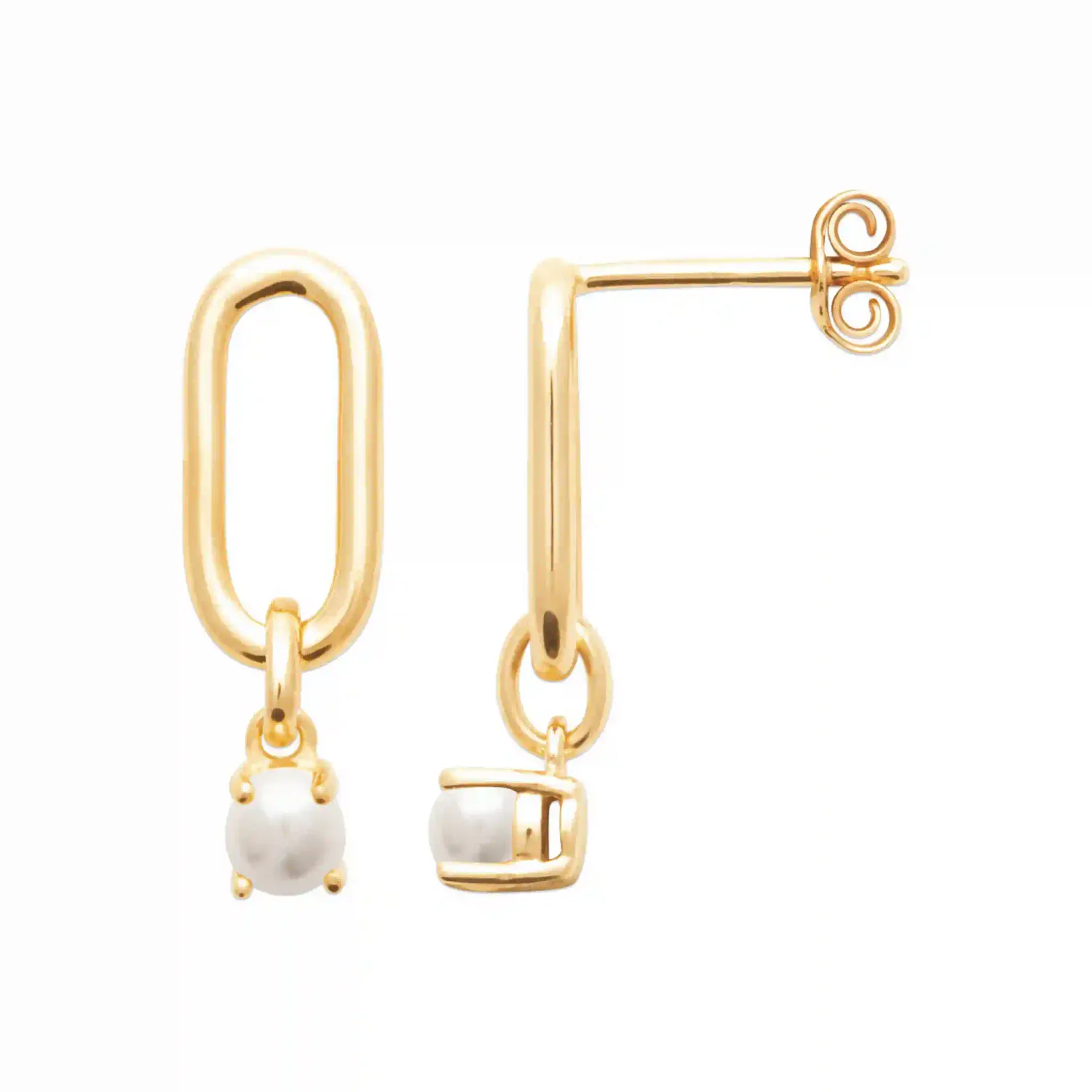 Oriana France boucles perle de culture plaqué or pendantes