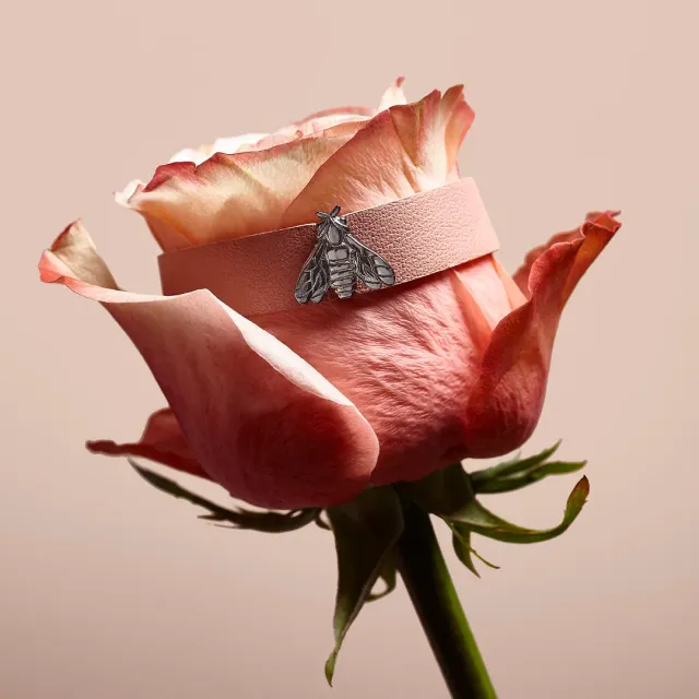 Lorella Tamberi Canal Bee Queen bracelet cuir rose abeille