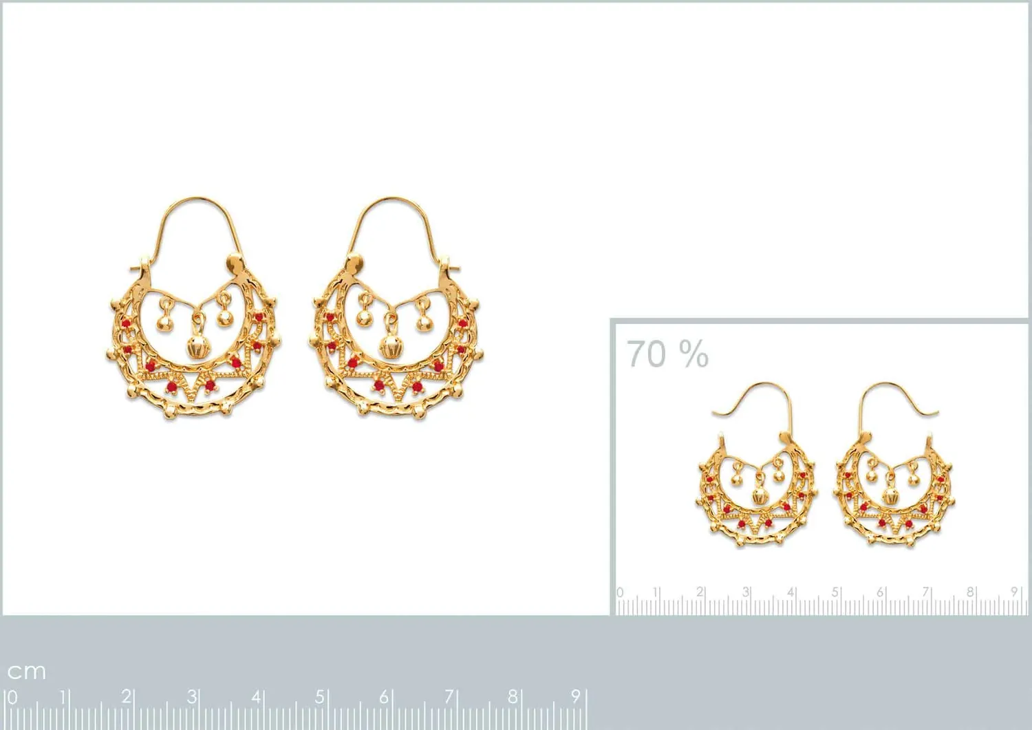 Oriana France savoyardes boucles d’oreilles créoles plaqué or rouges
