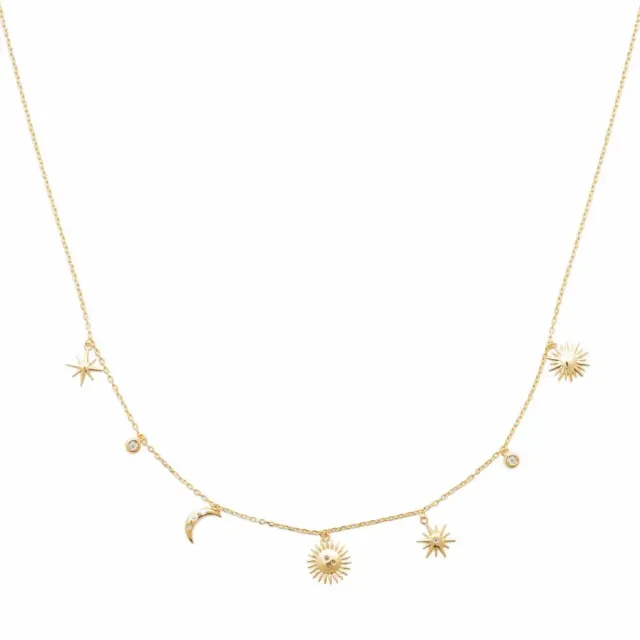 Oriana France Lune Soleil collier plaqué or breloques