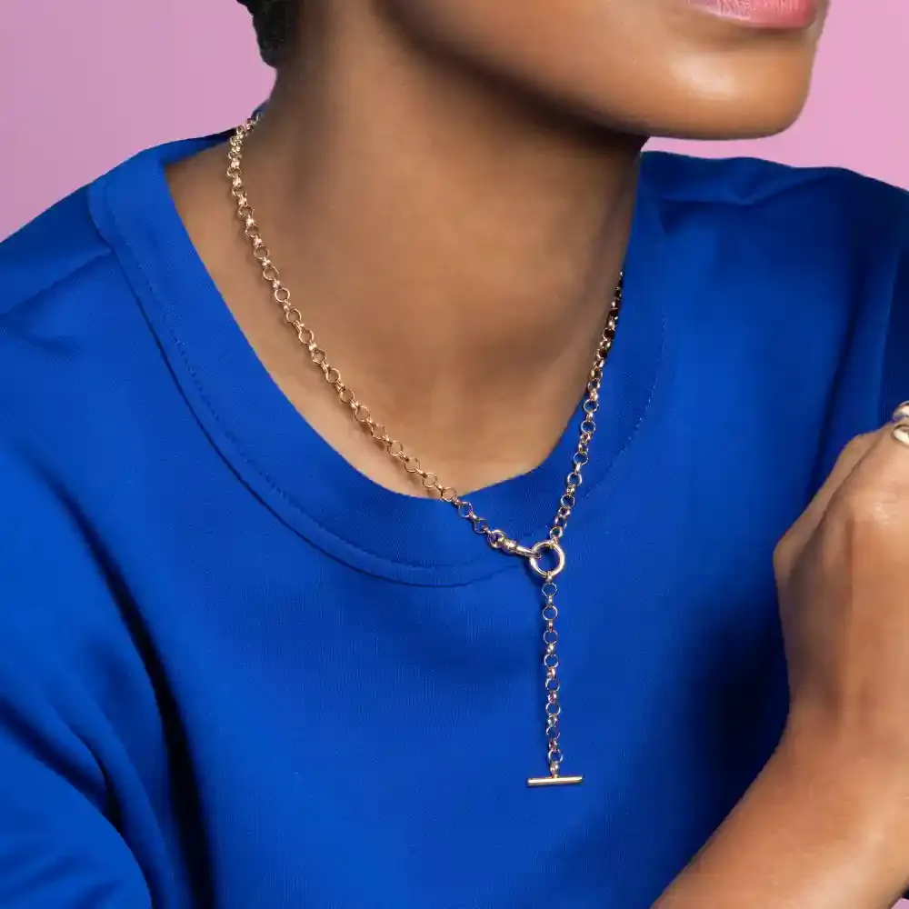 Oriana France cravate forçat collier plaqué or 18 carats mailles
