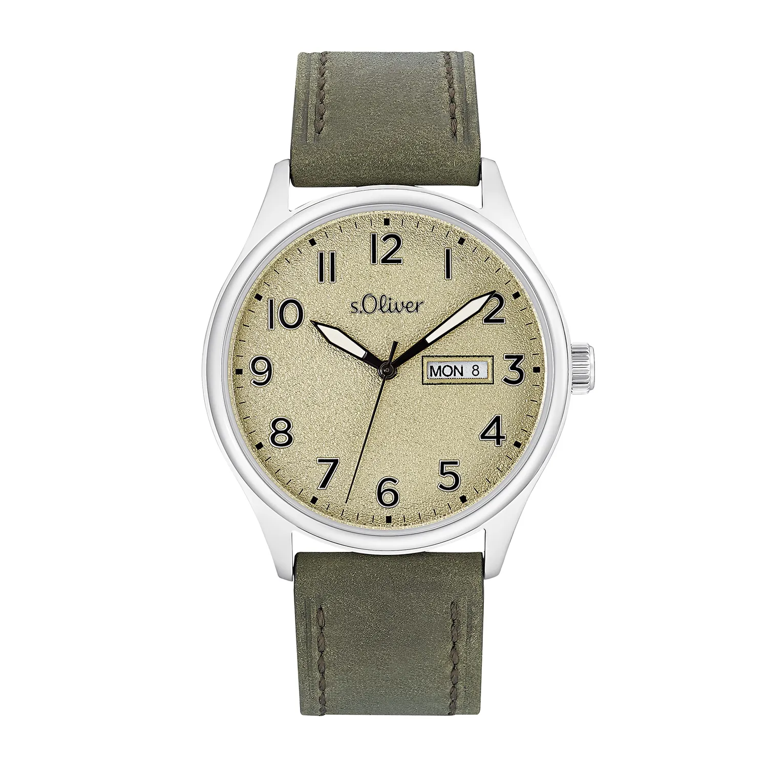 s.Oliver Montre homme argenté cadran beige quartz poli