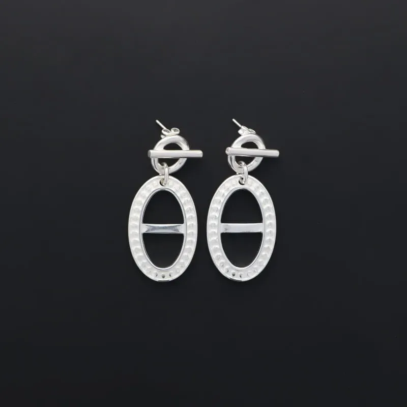Secret de Cuir N°1318 boucles d'oreilles ovale barre argent
