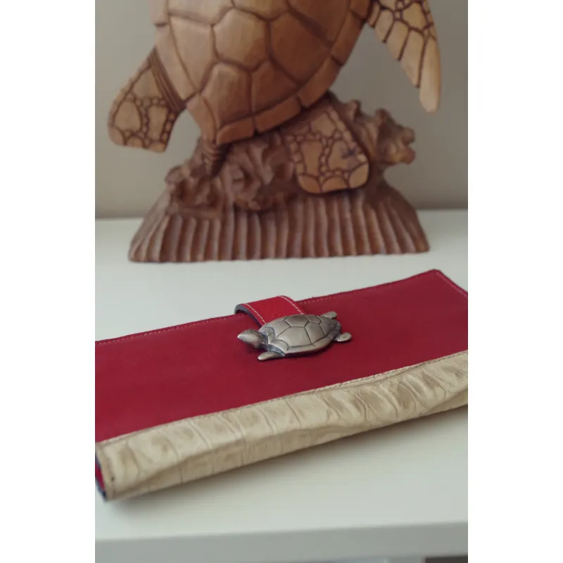 Secret de Cuir portefeuille GM tortue rouge cuir 22x12 cm