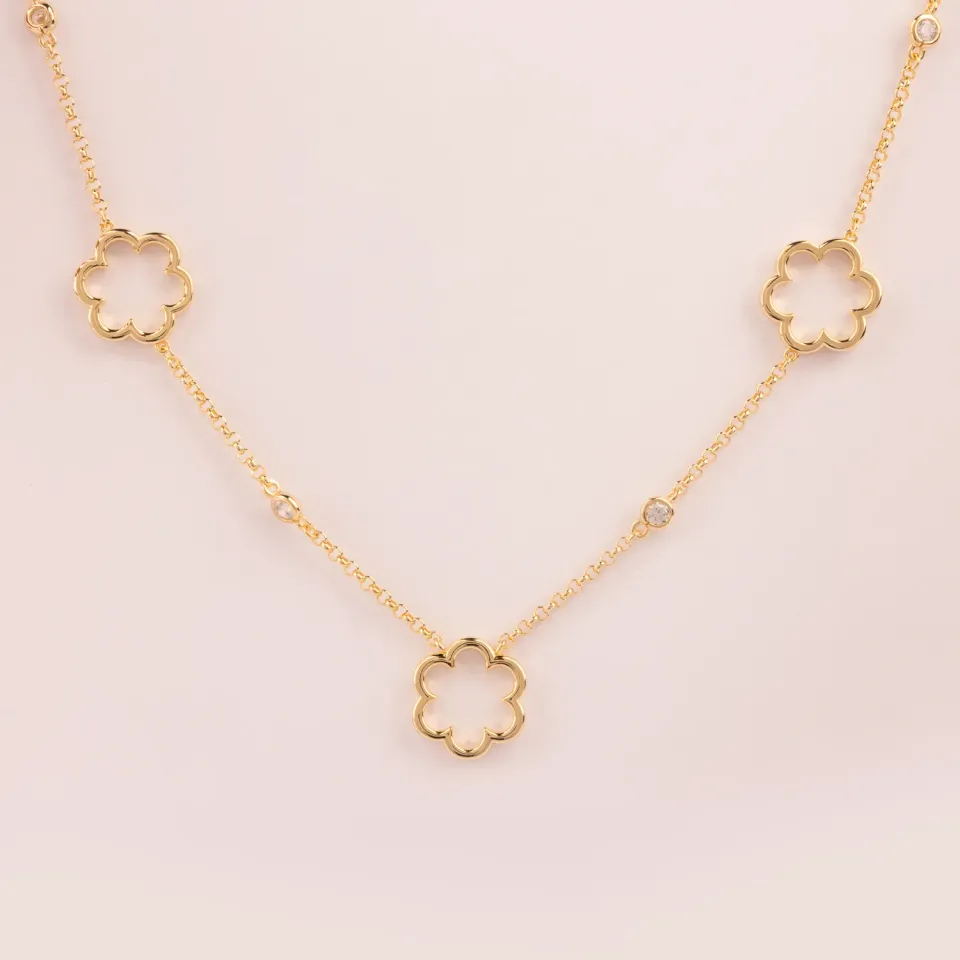 ULTIMA EDIZIONE Daisy Bordo Liscio collier ras-de-cou marguerite