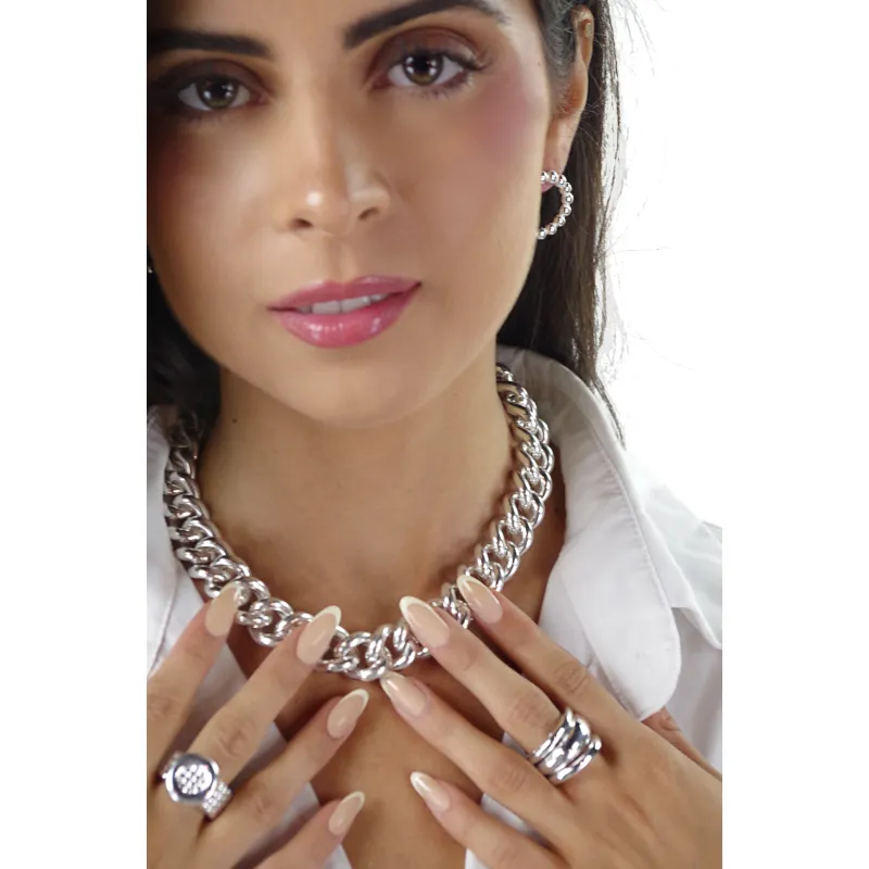 Secret de Cuir N°1564 collier gourmette ronde ras de cou