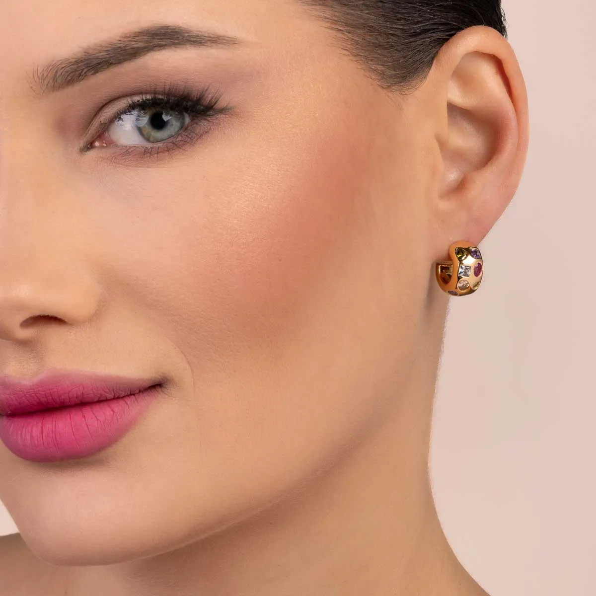 Ultima Edizione cercle lisse boucles zircons multicolores