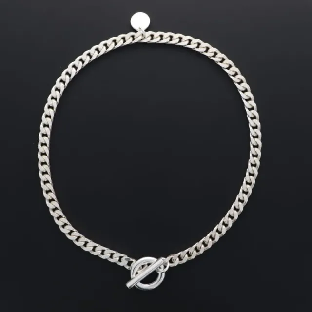 Secret de Cuir N°1428 ras de cou gourmette PM argent plaqué
