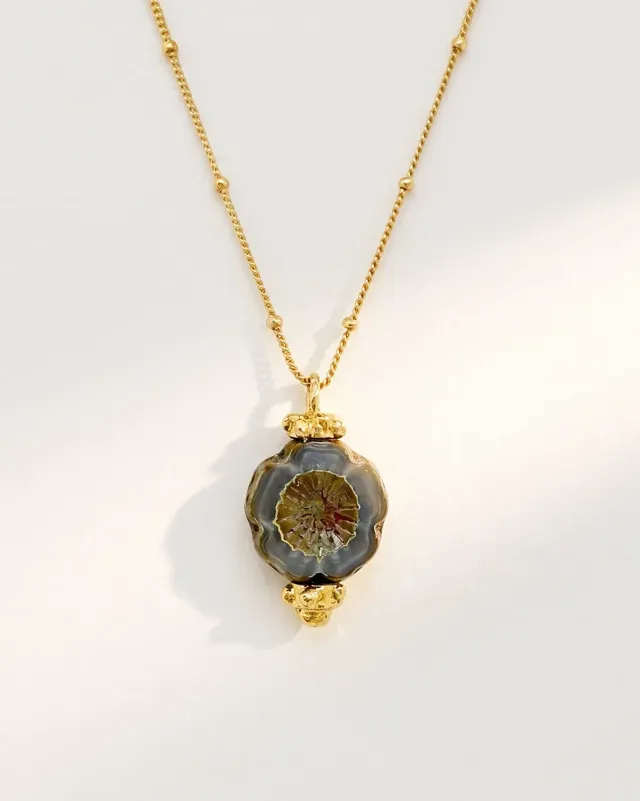Elise Tsikis Faro collier or jaune 50 cm perle fleur