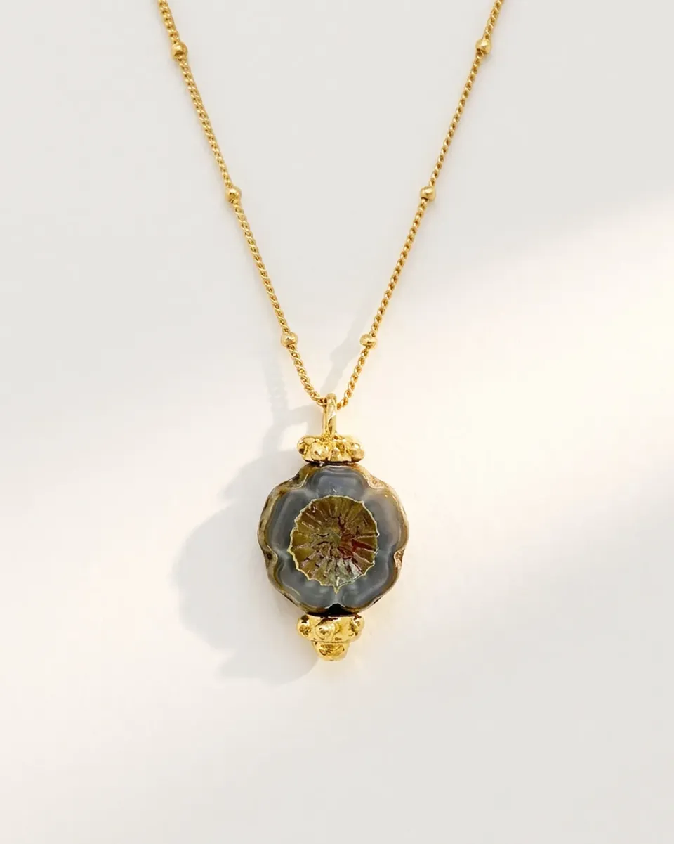 Elise Tsikis Faro collier or jaune 50 cm perle fleur