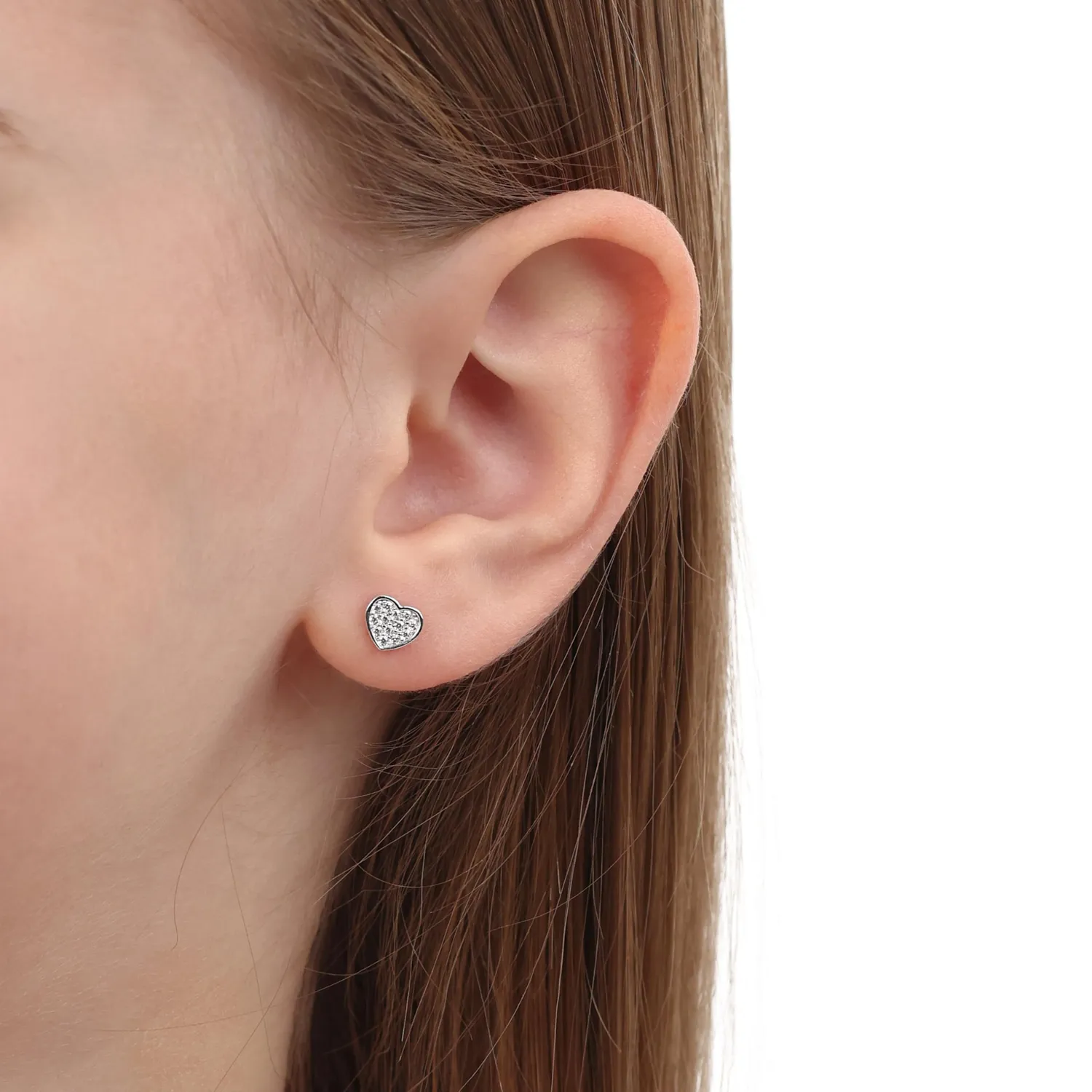 s.Oliver Cœur boucles d'oreilles fille argent blanc