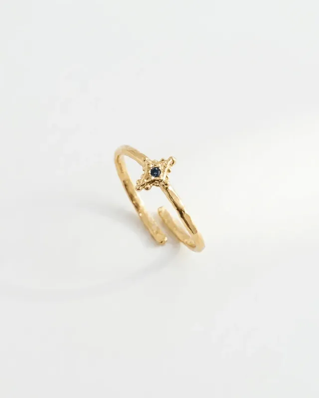 Elise Tsikis Meteor bague réglable dorée bleu nuit