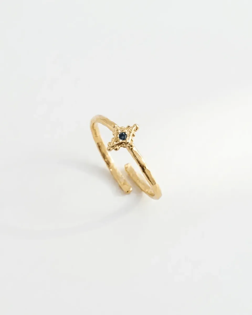 Elise Tsikis Meteor bague réglable dorée bleu nuit